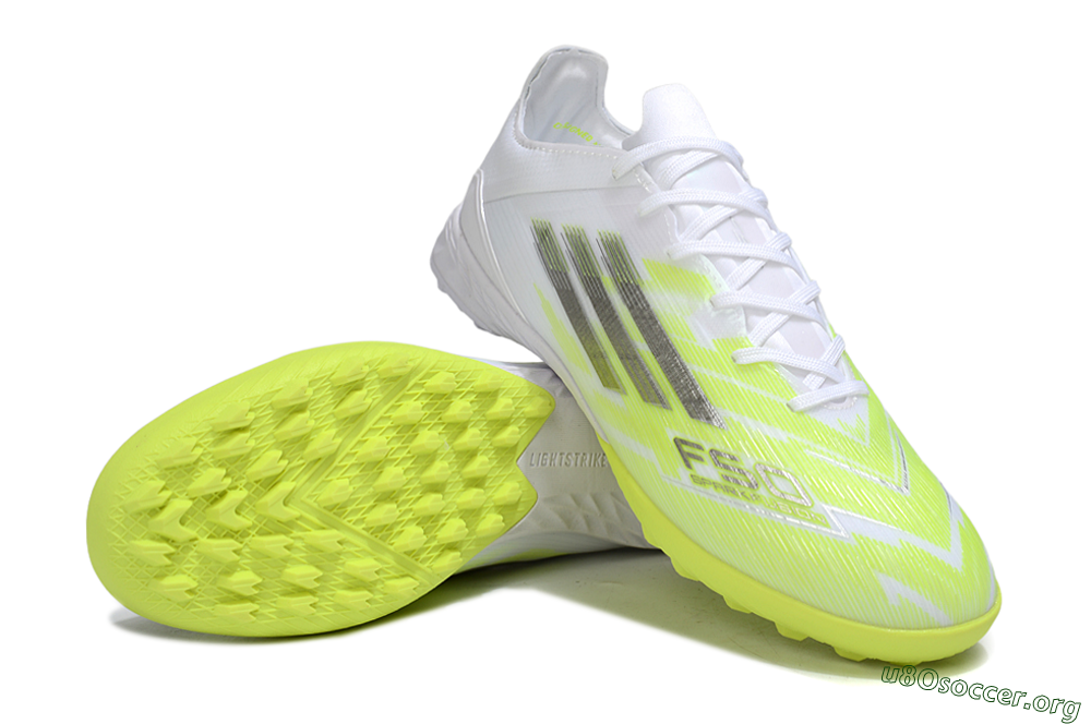 Adidas F50 Pro TF Football Shoes - White/Lime Burst/Neon Glow 0