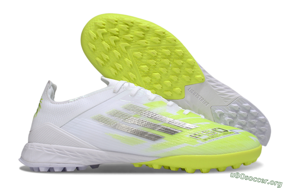 Adidas F50 Pro TF Football Shoes - White/Lime Burst/Neon Glow 2