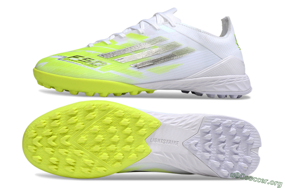 Adidas F50 Pro TF Football Shoes - White/Lime Burst/Neon Glow 1