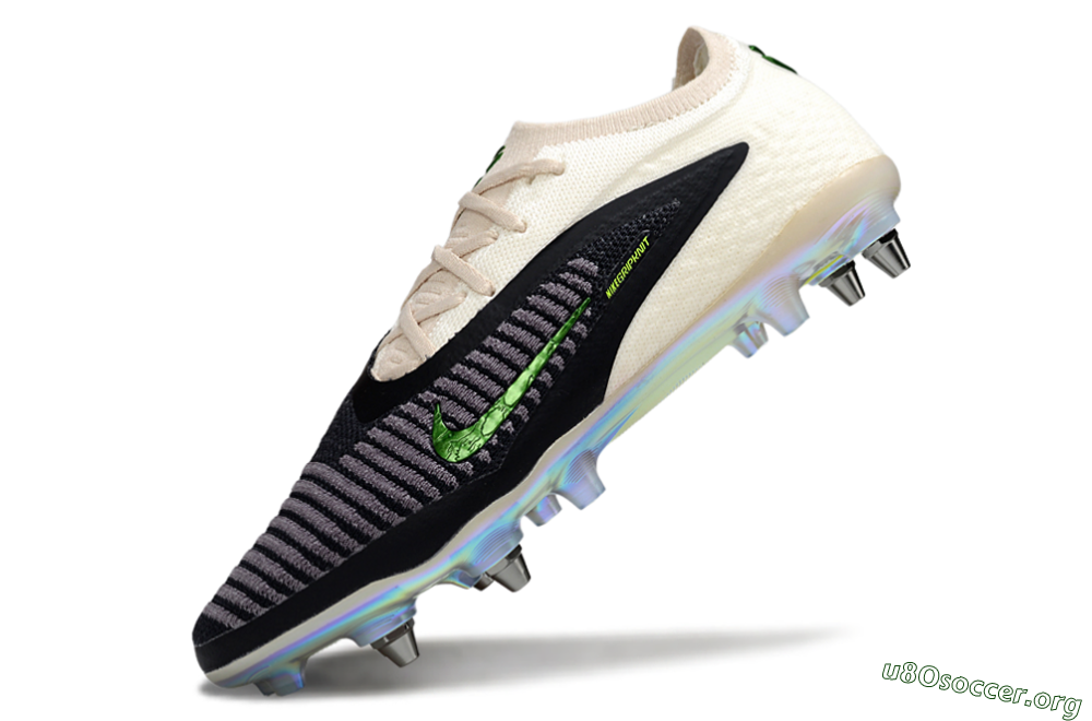 Nike Phantom 6 Low Elite SG Football Boots - Black/Lime Green/Ivory White 5