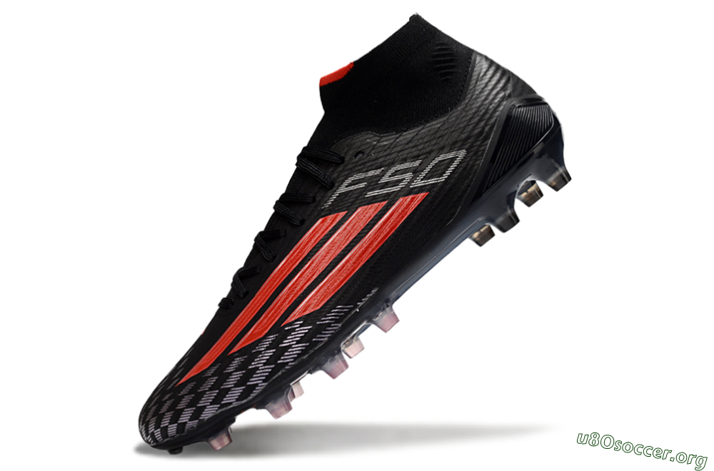 Adidas F50 Pro Mid FG Football Boots - Black/Fiery Red/Jet Black 5