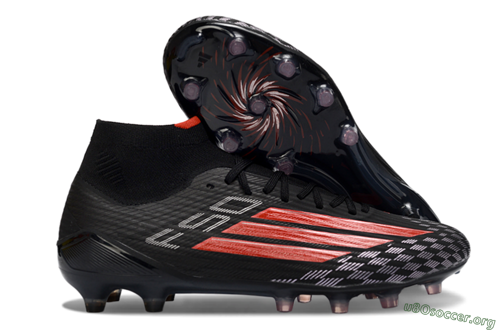 Adidas F50 Pro Mid FG Football Boots - Black/Fiery Red/Jet Black 2