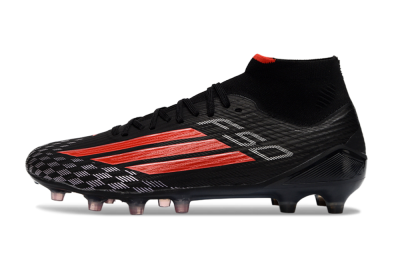 Adidas F50 Pro Mid FG Football Boots - Black/Fiery Red/Jet Black