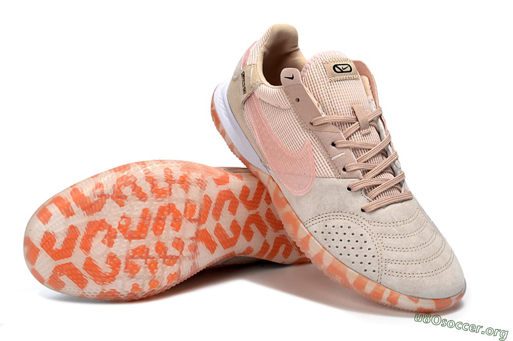Nike Street Gato IC Football Shoes - Beige/Peachy Tone/Coral Accents 0