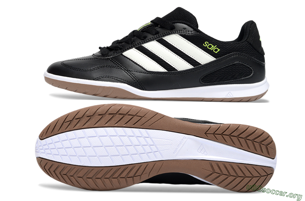 Adidas Top Sala IC Football Shoes - Black/Lime Glow/Brown Suede 1