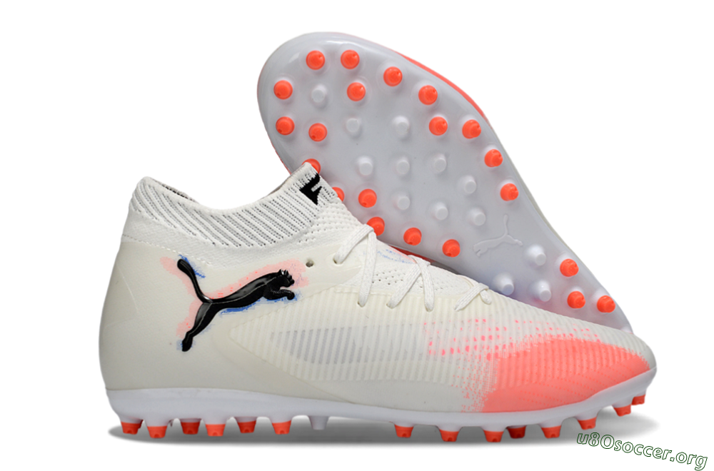 Puma Future 8 Ultimate MG Football Boots - White/Electric Coral/Black 2
