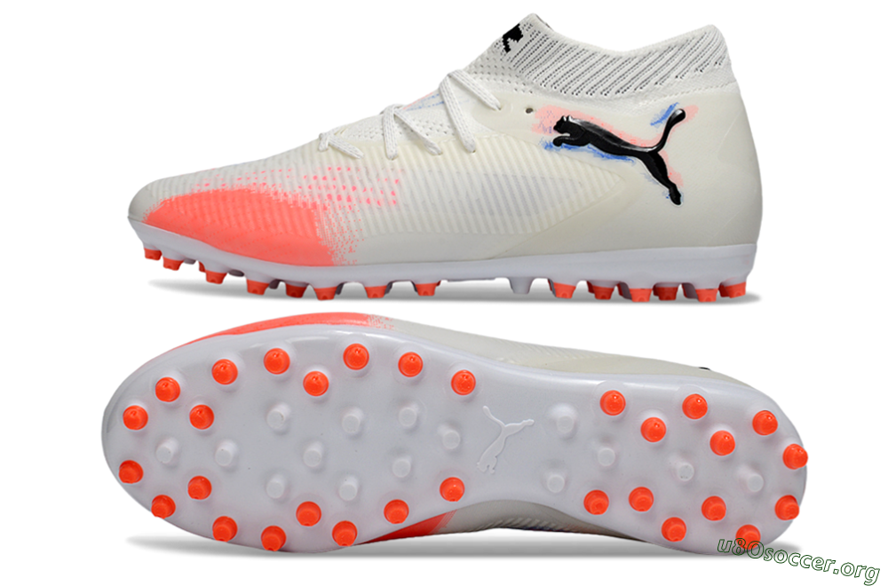 Puma Future 8 Ultimate MG Football Boots - White/Electric Coral/Black 1