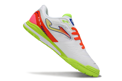 Joma Top Flex IC Football Shoes - White/Neon Green/Coral Red