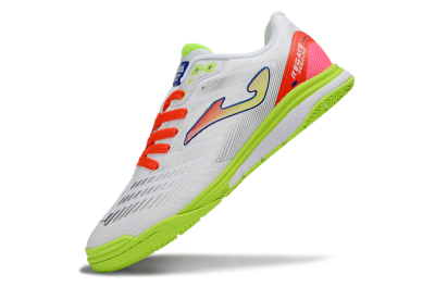Joma Top Flex IC Football Shoes - White/Neon Green/Coral Red