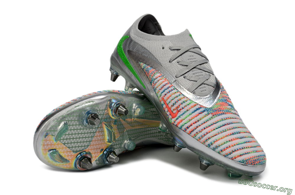 Nike Phantom 6 Low Elite SG Football Boots - Gray/Electric Green/Orange Burst 0