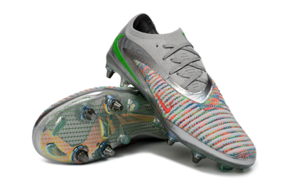 Nike Phantom 6 Low Elite SG Football Boots - Gray/Electric Green/Orange Burst