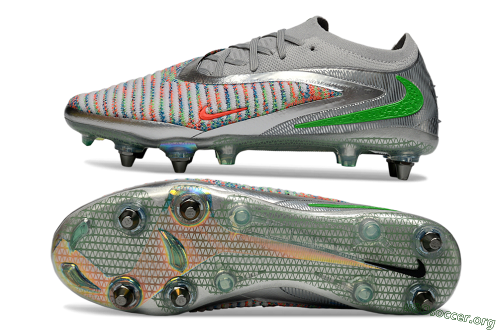 Nike Phantom 6 Low Elite SG Football Boots - Gray/Electric Green/Orange Burst 1