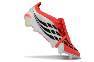 Adidas Predator 25 Elite Fold-Over Tongue FG Football Boots - Red/Neon Orange/Metallic Silver