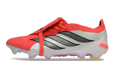 Adidas Predator 25 Elite Fold-Over Tongue FG Football Boots - Red/Neon Orange/Metallic Silver