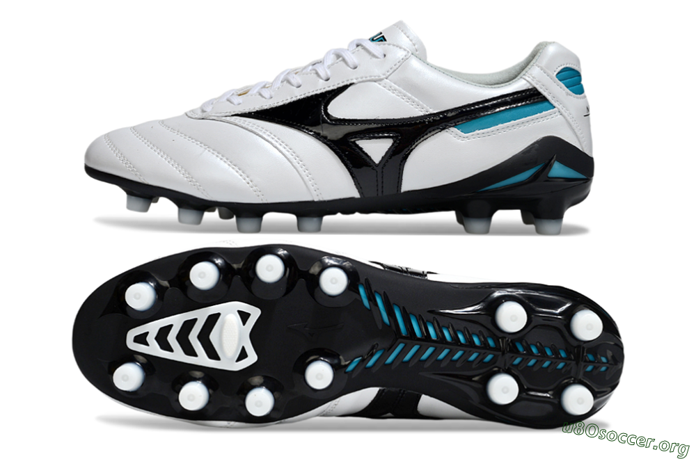 Mizuno Morelia Neo 2 FG Football Boots - White/Midnight Black/Turquoise 1