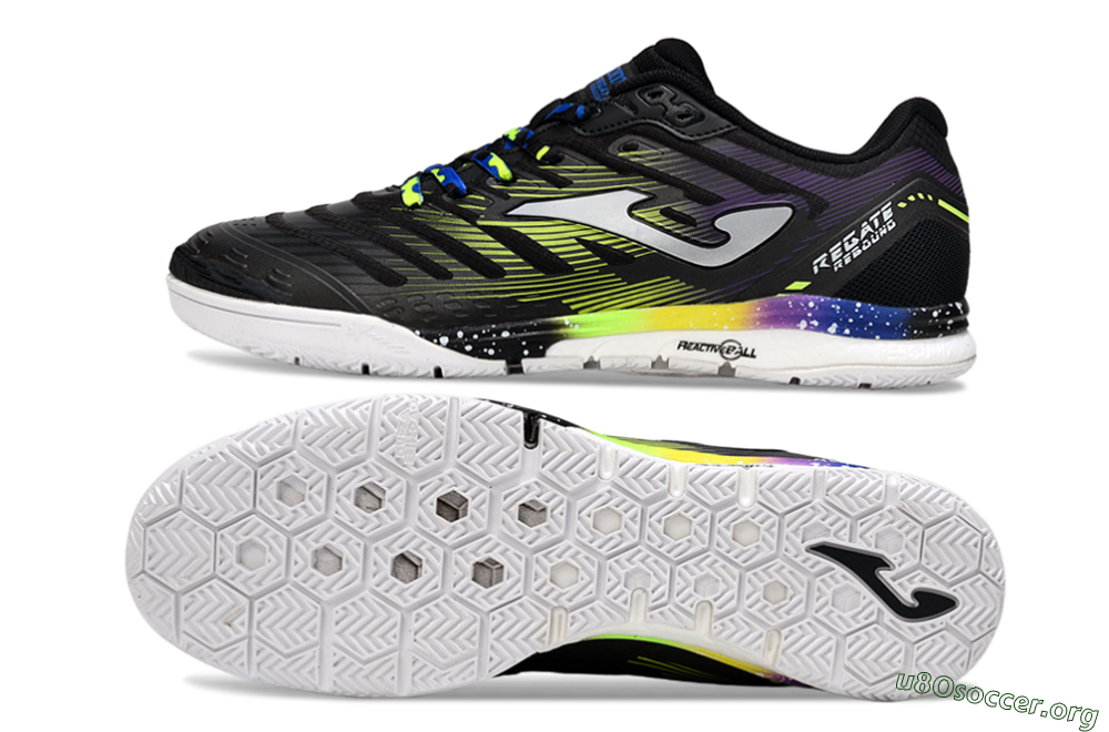 Joma Top Flex IC Football Shoes - Black/Electric Green/Gradient Purple 1