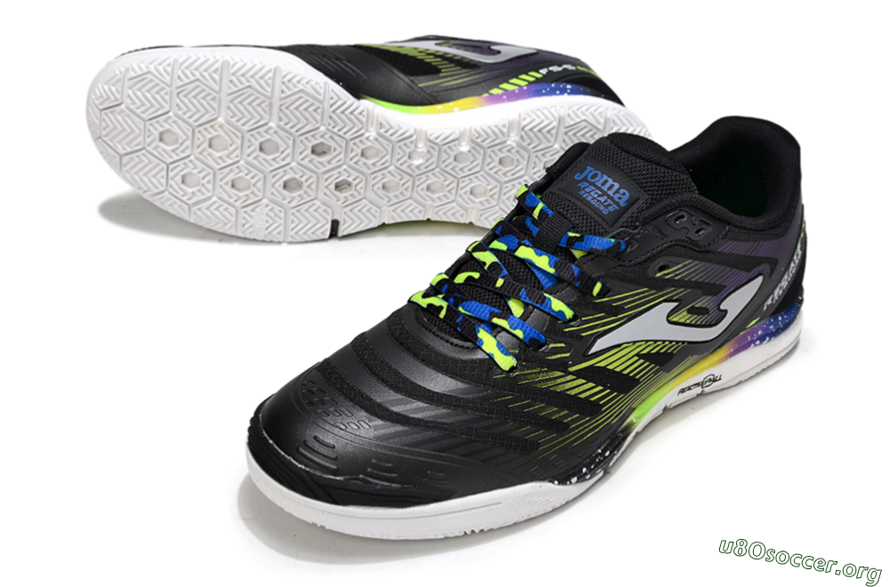 Joma Top Flex IC Football Shoes - Black/Electric Green/Gradient Purple 0