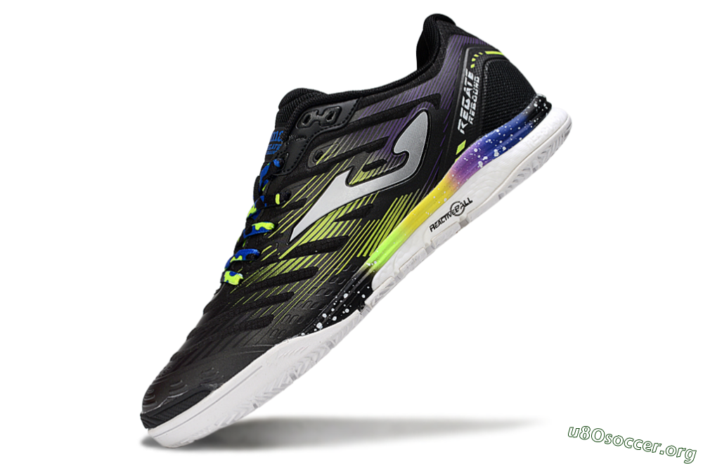 Joma Top Flex IC Football Shoes - Black/Electric Green/Gradient Purple 5