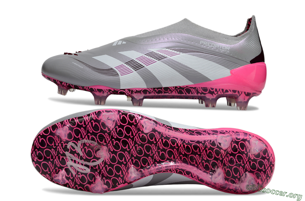 Adidas Predator 25 Elite Laceless FG Football Boots - Gray/Electric Pink/Graphite Gray 1