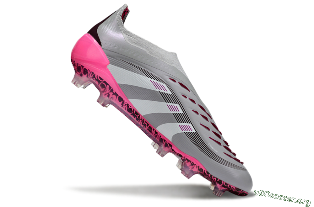 Adidas Predator 25 Elite Laceless FG Football Boots - Gray/Electric Pink/Graphite Gray 4