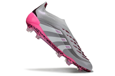 Adidas Predator 25 Elite Laceless FG Football Boots - Gray/Electric Pink/Graphite Gray