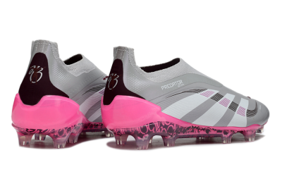 Adidas Predator 25 Elite Laceless FG Football Boots - Gray/Electric Pink/Graphite Gray