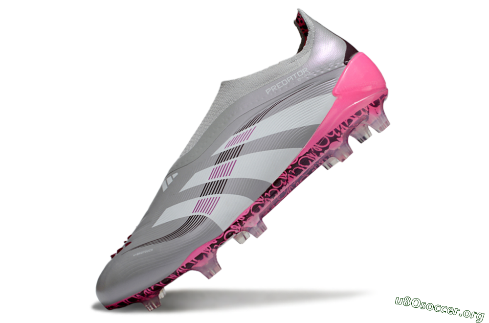Adidas Predator 25 Elite Laceless FG Football Boots - Gray/Electric Pink/Graphite Gray 5