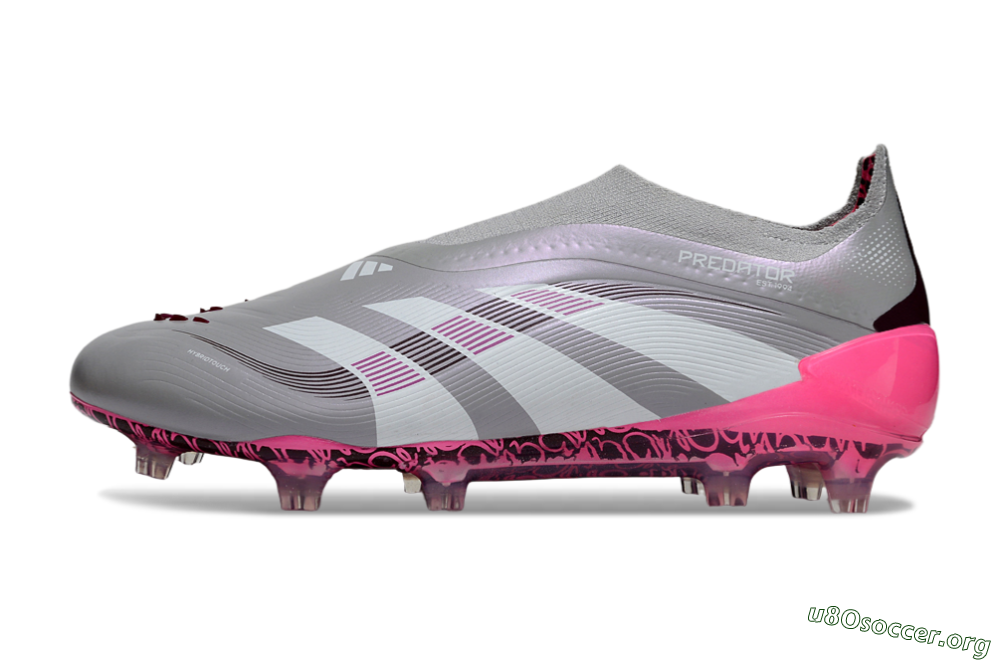 Adidas Predator 25 Elite Laceless FG Football Boots - Gray/Electric Pink/Graphite Gray 3
