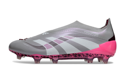 Adidas Predator 25 Elite Laceless FG Football Boots - Gray/Electric Pink/Graphite Gray