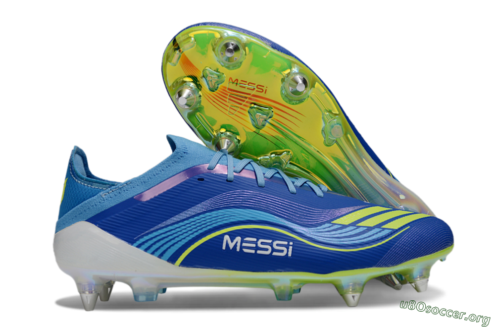 Messi x Adidas F50 Elite SG Football Boots - Blue/Electric Blue/Neon Green 2