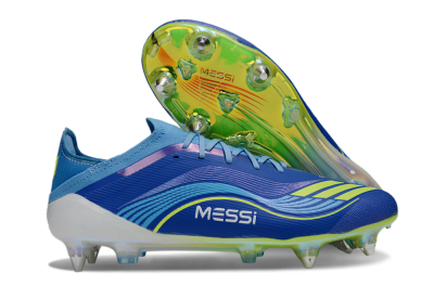 Messi x Adidas F50 Elite SG Football Boots - Blue/Electric Blue/Neon Green