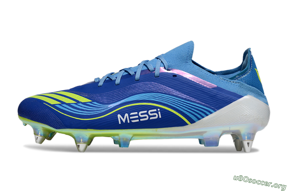 Messi x Adidas F50 Elite SG Football Boots - Blue/Electric Blue/Neon Green 3