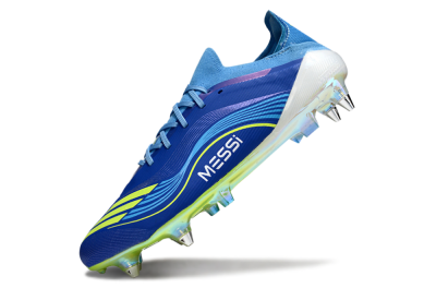 Messi x Adidas F50 Elite SG Football Boots - Blue/Electric Blue/Neon Green