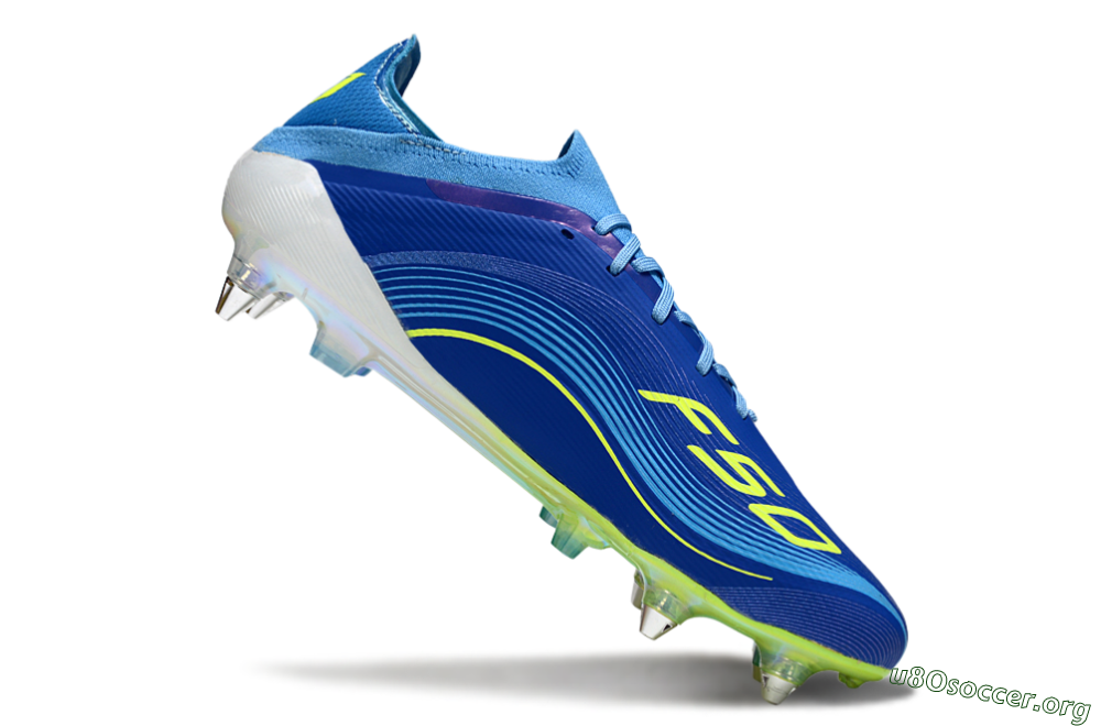 Messi x Adidas F50 Elite SG Football Boots - Blue/Electric Blue/Neon Green 4