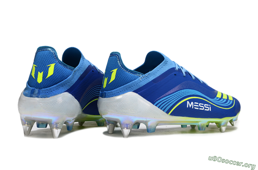 Messi x Adidas F50 Elite SG Football Boots - Blue/Electric Blue/Neon Green 6