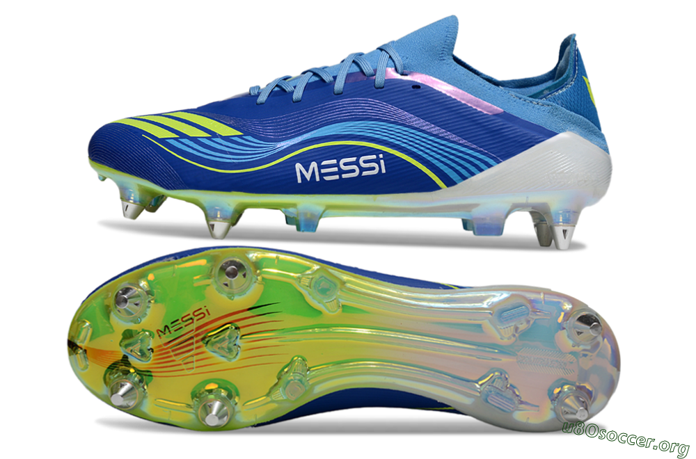 Messi x Adidas F50 Elite SG Football Boots - Blue/Electric Blue/Neon Green 1