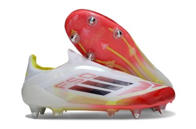 Adidas F50 Elite Laceless SG Football Boots - White/Red Blaze/Volt Yellow