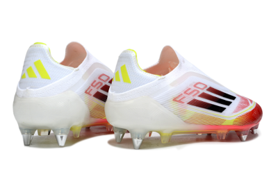 Adidas F50 Elite Laceless SG Football Boots - White/Red Blaze/Volt Yellow