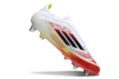 Adidas F50 Elite Laceless SG Football Boots - White/Red Blaze/Volt Yellow