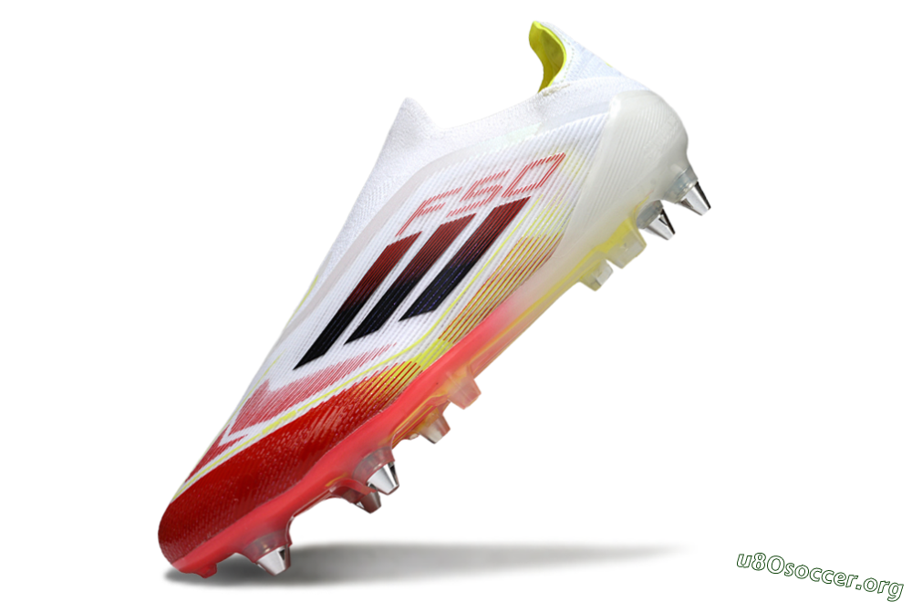 Adidas F50 Elite Laceless SG Football Boots - White/Red Blaze/Volt Yellow 5
