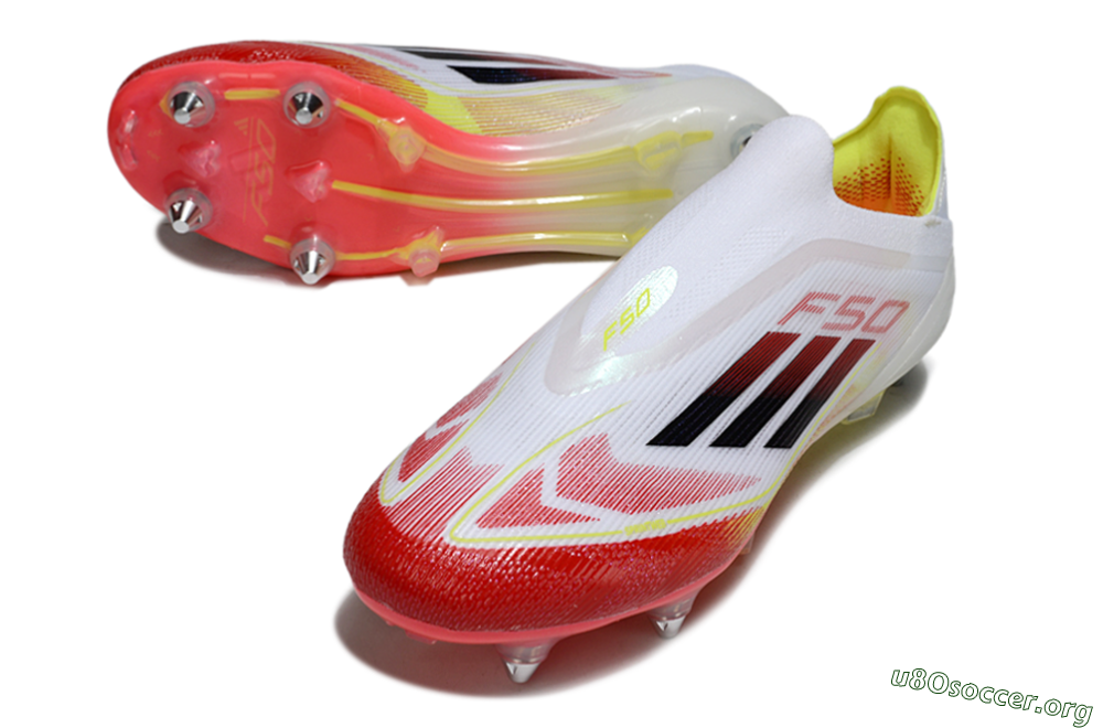Adidas F50 Elite Laceless SG Football Boots - White/Red Blaze/Volt Yellow 0