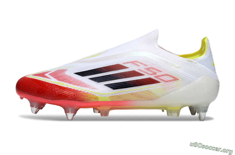 Adidas F50 Elite Laceless SG Football Boots - White/Red Blaze/Volt Yellow 3