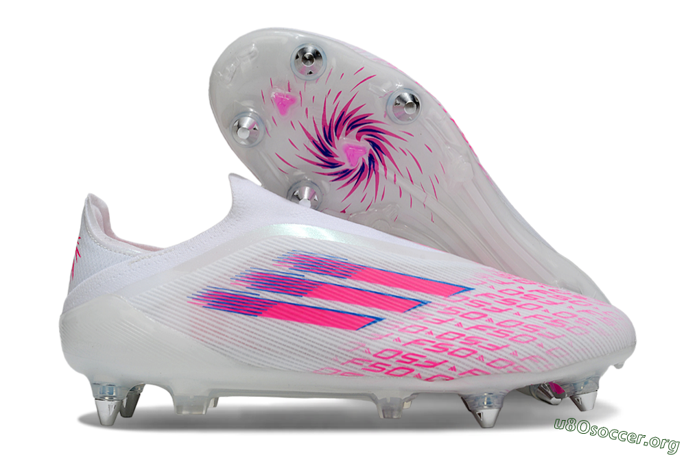 Adidas F50 Elite Laceless SG Football Boots - White/Neon Pink/Deep Purple 2