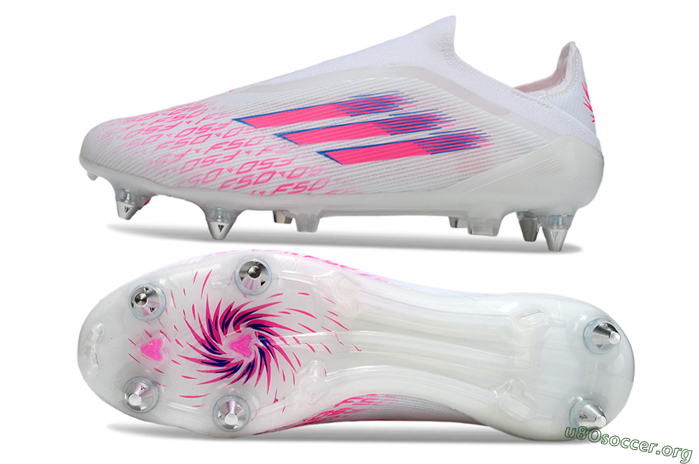 Adidas F50 Elite Laceless SG Football Boots - White/Neon Pink/Deep Purple 1