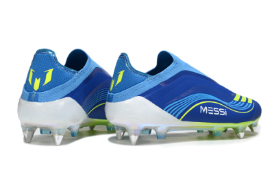 Messi x Adidas F50 Elite Laceless SG Football Boots - Blue/Electric Yellow/Deep Blue