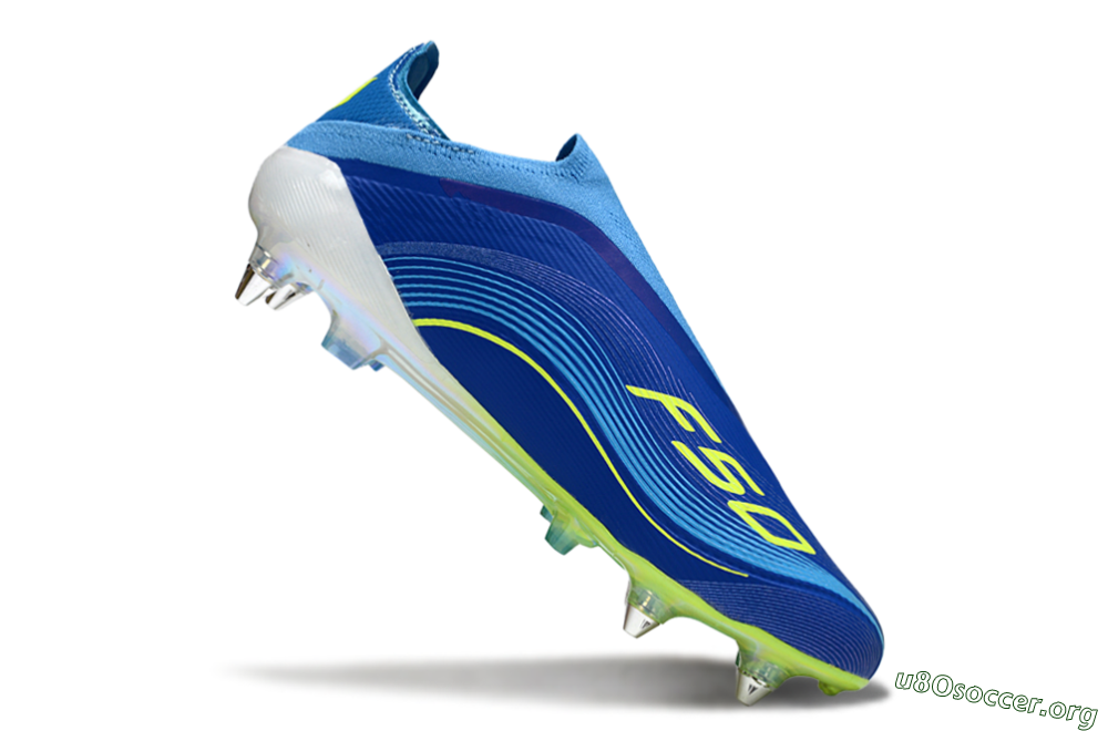Messi x Adidas F50 Elite Laceless SG Football Boots - Blue/Electric Yellow/Deep Blue 4