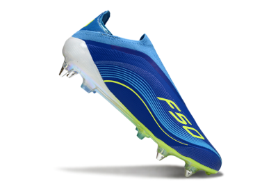Messi x Adidas F50 Elite Laceless SG Football Boots - Blue/Electric Yellow/Deep Blue