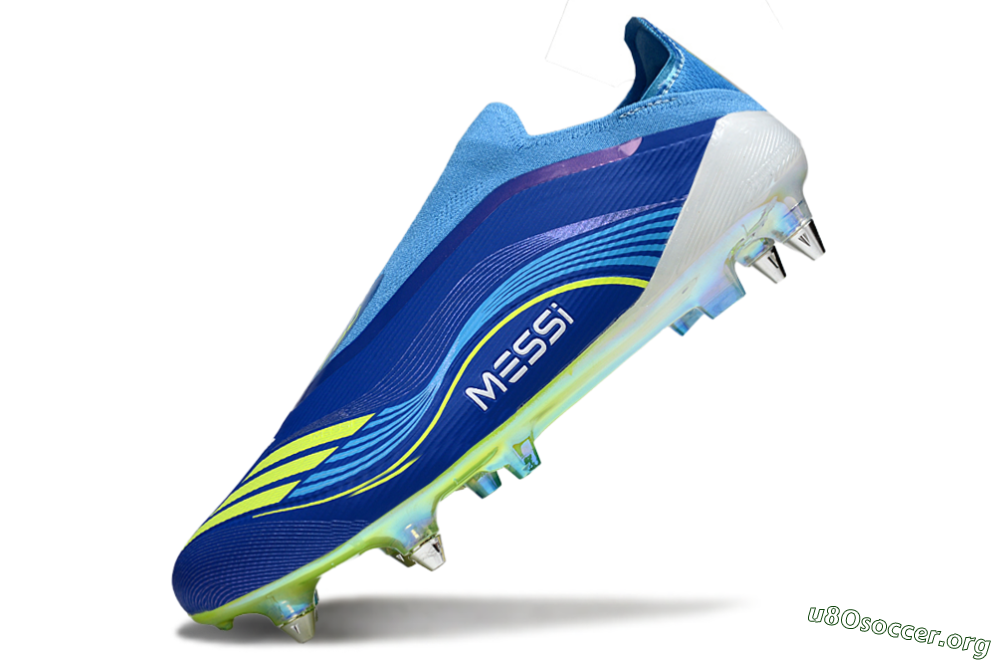 Messi x Adidas F50 Elite Laceless SG Football Boots - Blue/Electric Yellow/Deep Blue 5