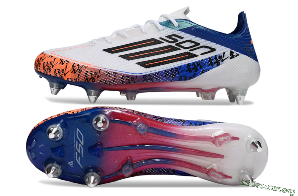 SON x Adidas F50 Elite SG Football Boots - White/Vibrant Orange/Deep Blue 1