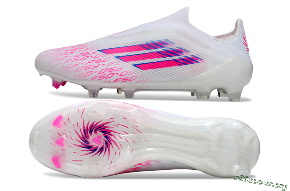 Adidas F50 Elite Laceless FG Football Boots - White/Vibrant Pink/Deep Blue 1